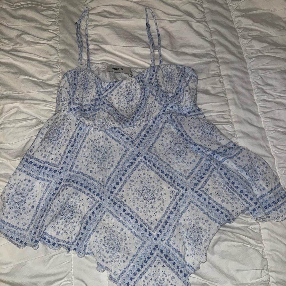 Hollister Blue and White Patterned Camisole